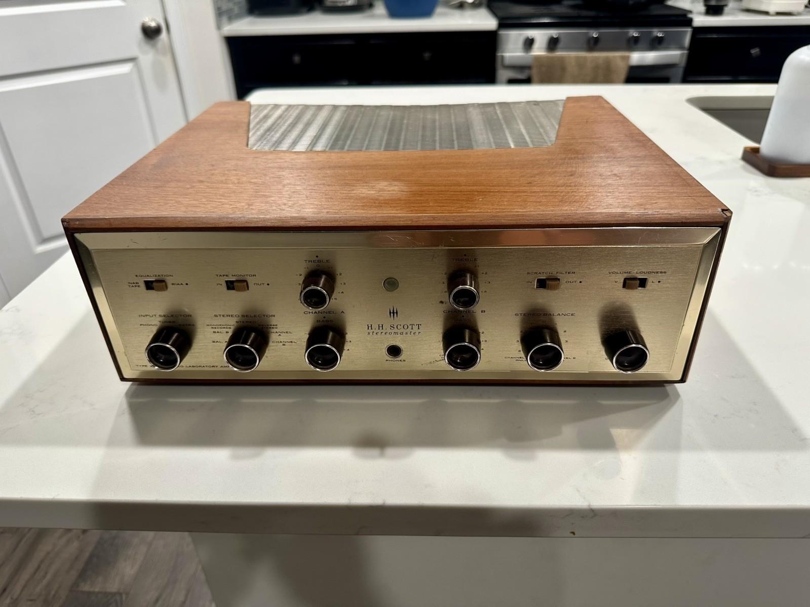 H.H. Scott 222C Tube Amplifier with Wood Case