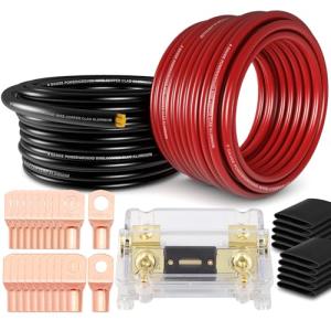 20ft 1/0 Gauge Red/Black Wire with 250A Fuse