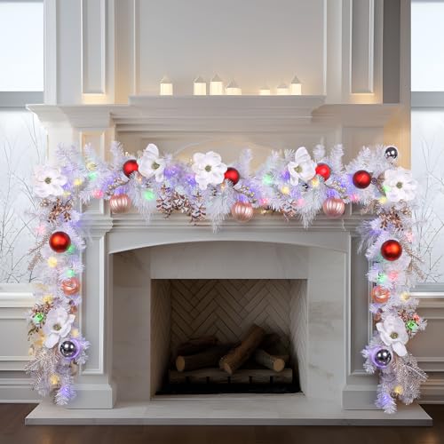 9FT Pre-lit Color Changing Christmas Garland for Indoor/Outdoor