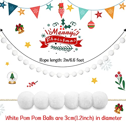 Christmas Pom Pom Garland - 4 Pieces, 6.6ft