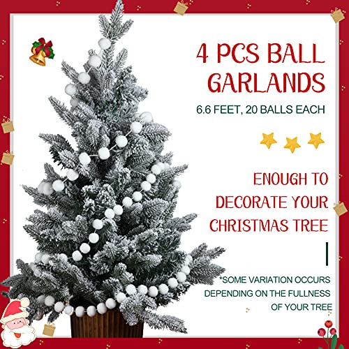 Christmas Pom Pom Garland - 4 Pieces, 6.6ft