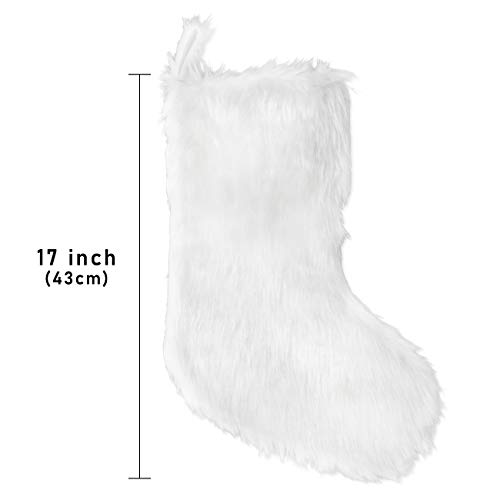 Snowy White Faux Fur Christmas Stockings - Set of 4