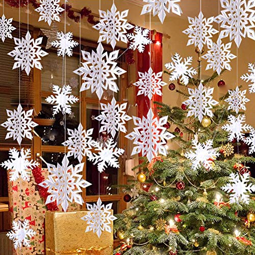 24-Piece Snowflake Hanging Decorations for Christmas