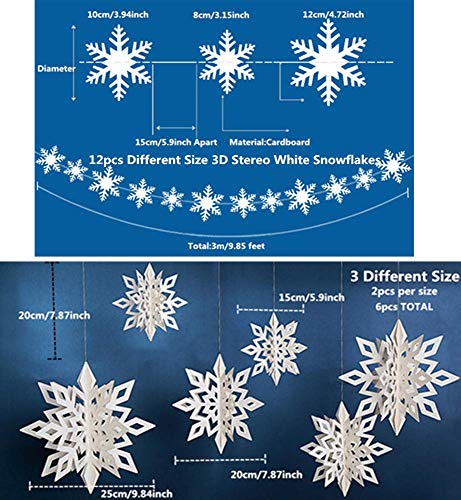 24-Piece Snowflake Hanging Decorations for Christmas