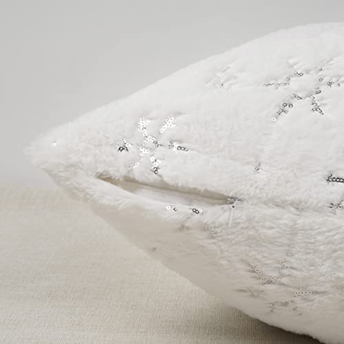 Christmas Snowflake Sequin Throw Pillow Covers, Set of 2