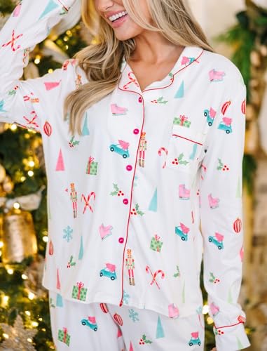 Cozy Christmas Pajama Set: Chic Slim White