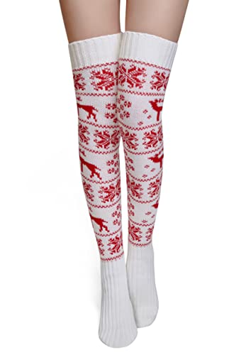 Cozy Cable Knit Thigh Highs: White Christmas