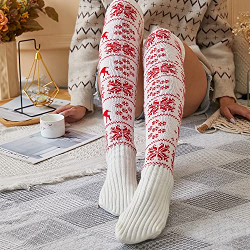 Cozy Cable Knit Thigh Highs: White Christmas