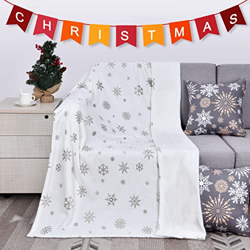 Merry Christmas Snowflake Plush Throw Blanket