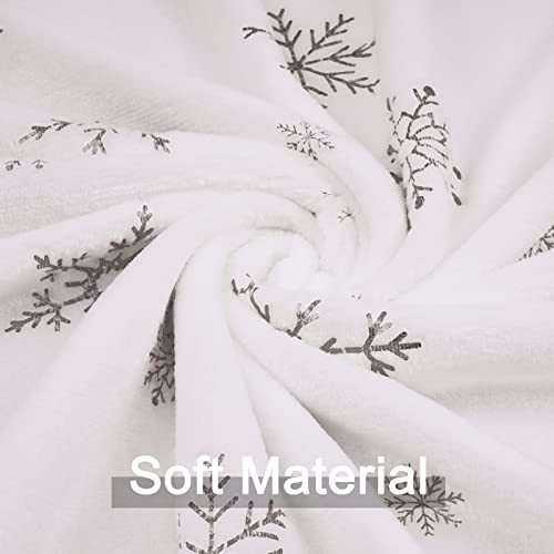 Merry Christmas Snowflake Plush Throw Blanket