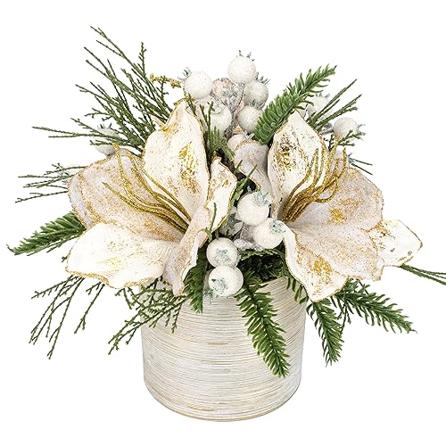 Briful Snowy Pine and Magnolia Christmas Tree Arrangement