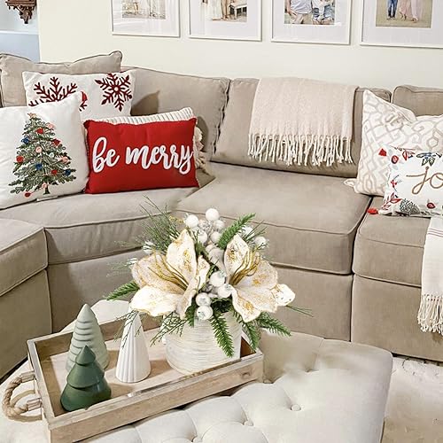 Briful Snowy Pine and Magnolia Christmas Tree Arrangement