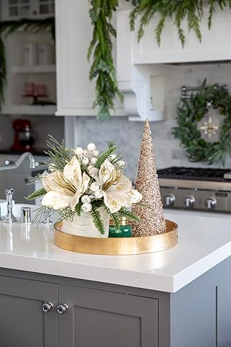 Briful Snowy Pine and Magnolia Christmas Tree Arrangement