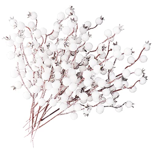 12Pcs Snowy White Berry Christmas Picks Stems