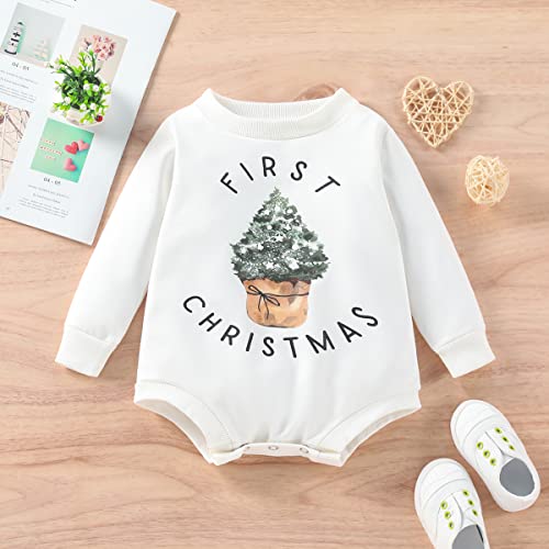 Cute First Christmas Baby Sweatshirt Romper Outfit