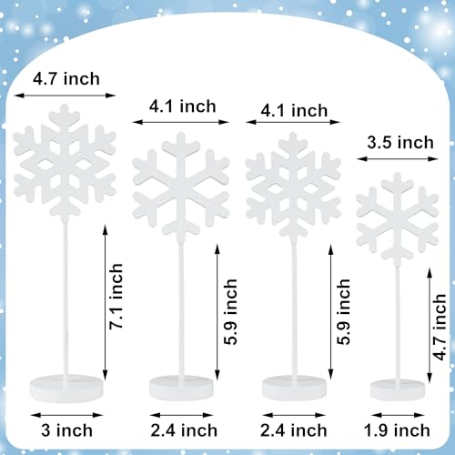4 Pack Wooden Snowflake Decorations for Christmas
