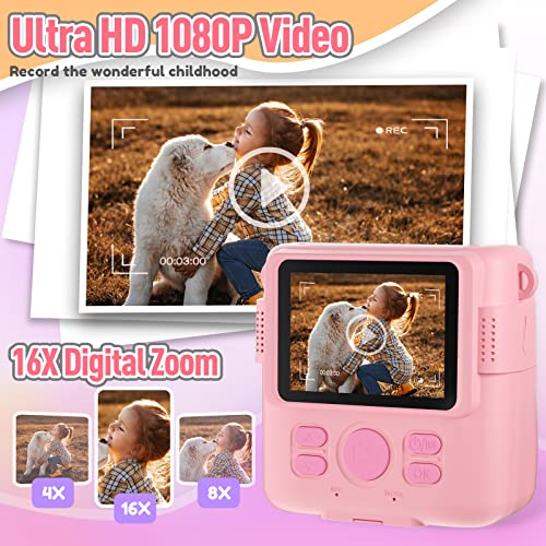 Instant Print Camera for Kids - Pink Christmas Gift