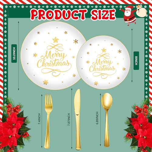 150 Pcs Snowflake Christmas Plastic Dinnerware Set