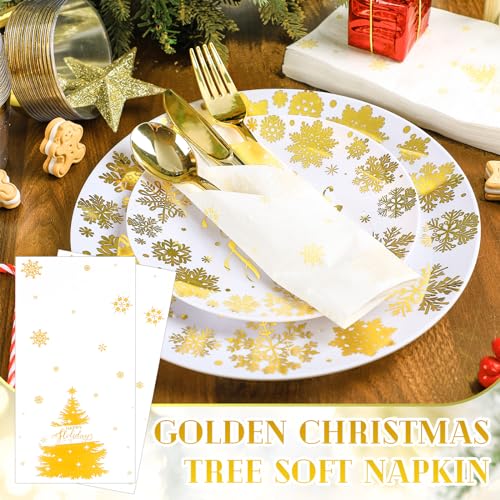 175-Pc Christmas Dinnerware Set with Gold Accents