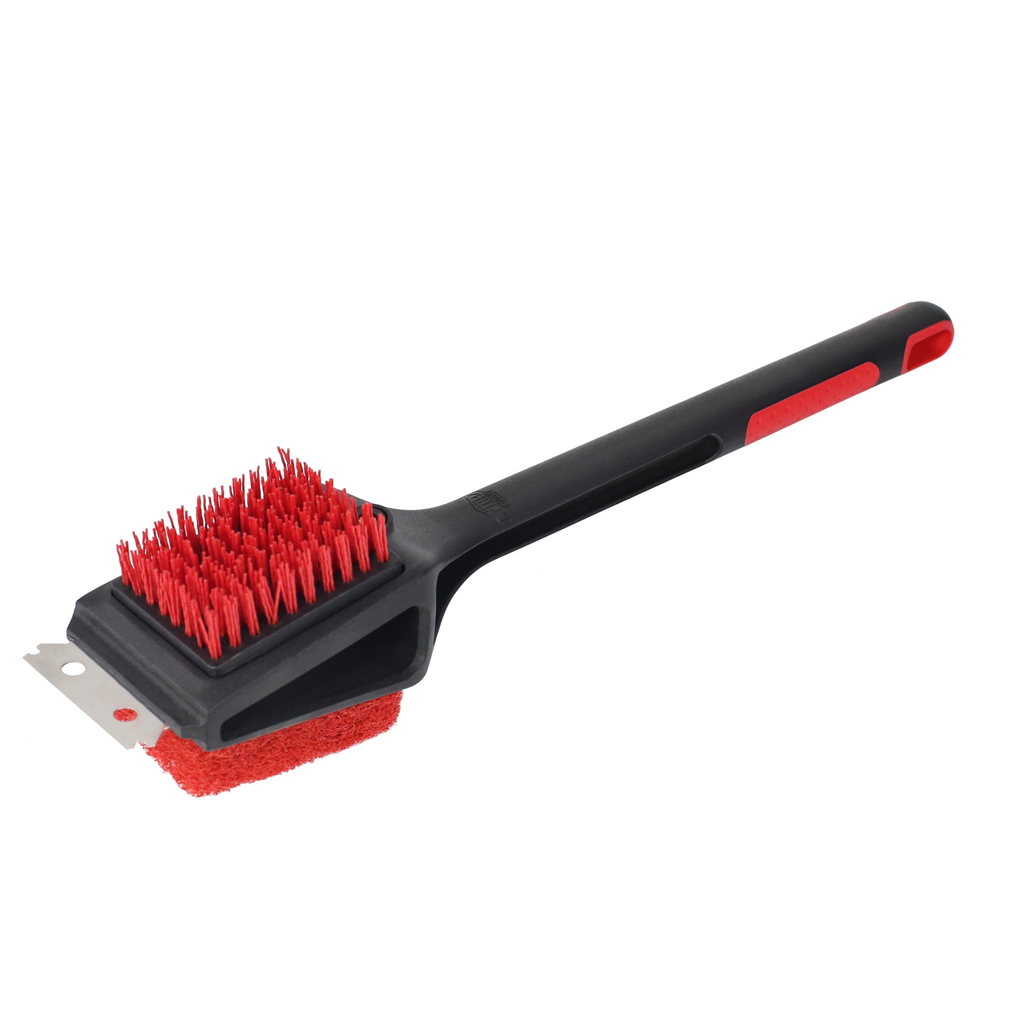 3 in 1 Grill Brush with Steel Scraper