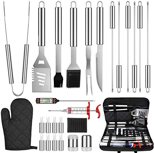 27PCs Stainless Steel BBQ Grill Tools Set, Grilling Kit