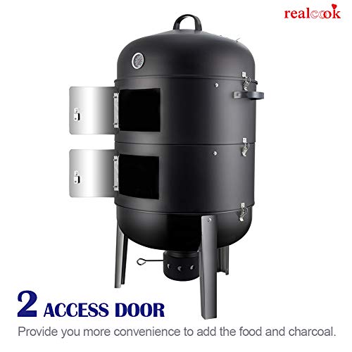 Realcook 20 Inch Vertical BBQ Smoker Grill