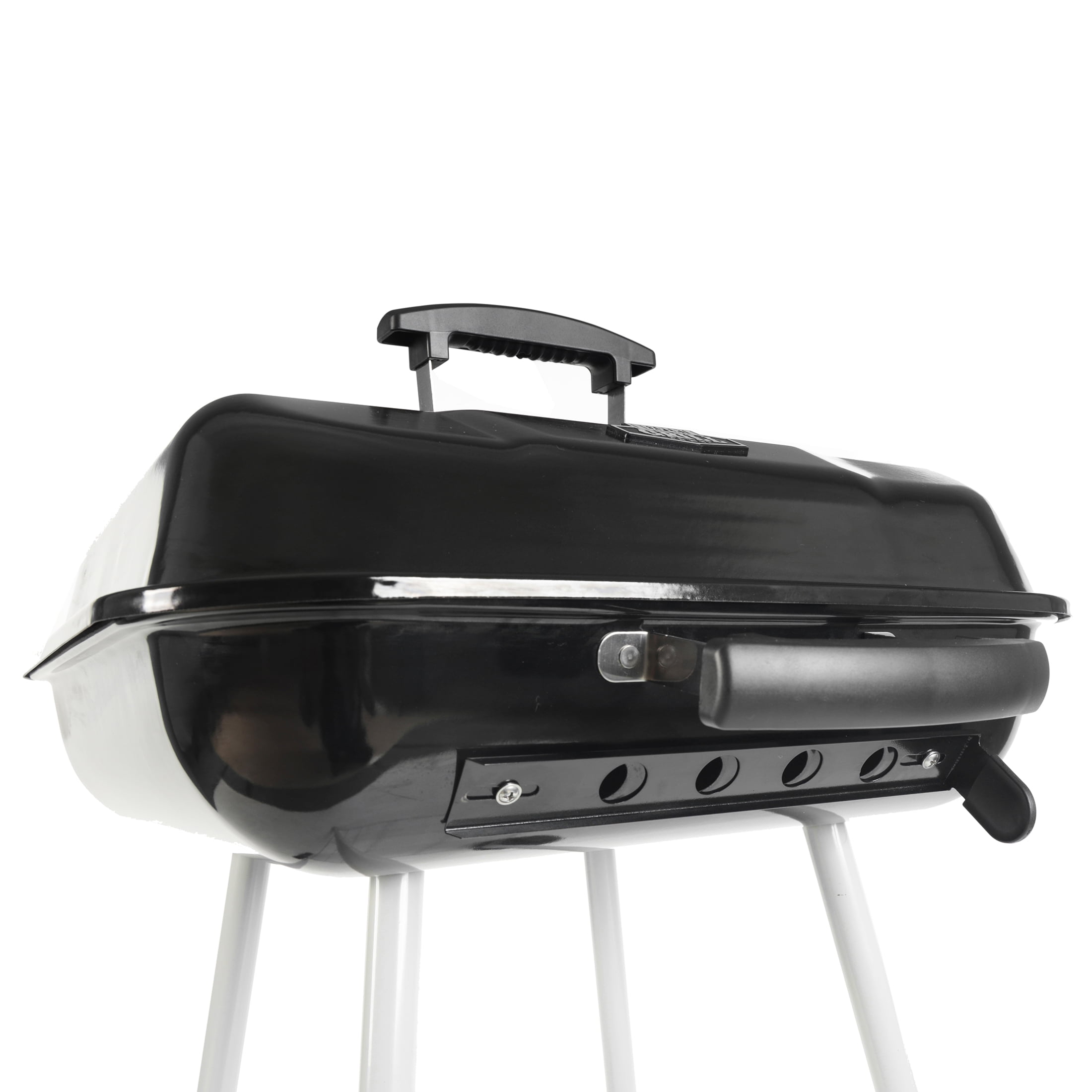 17.5" Black Square Charcoal Grill with Wheels - Expert