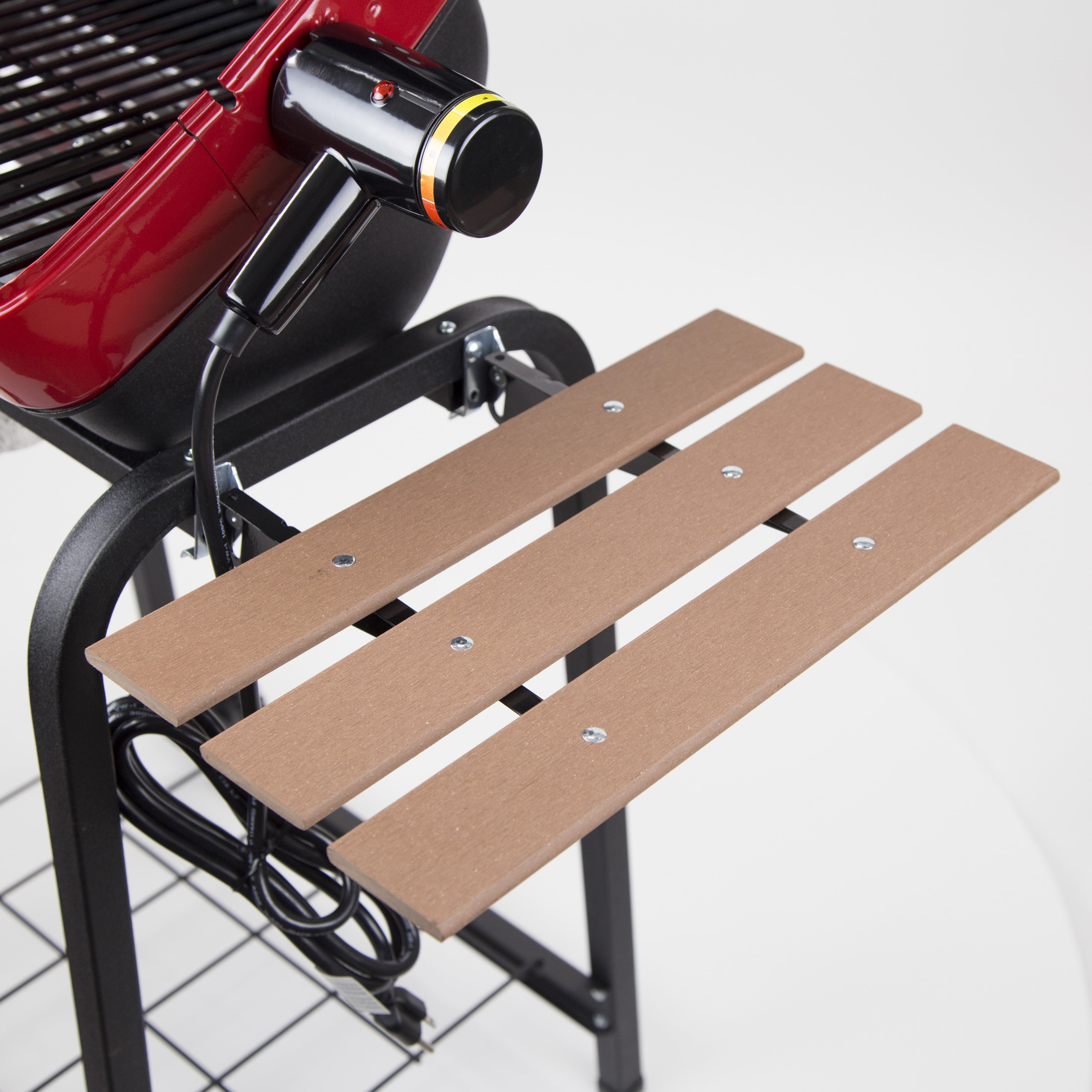 Portable Electric Cart Grill with Folding Tables - Red