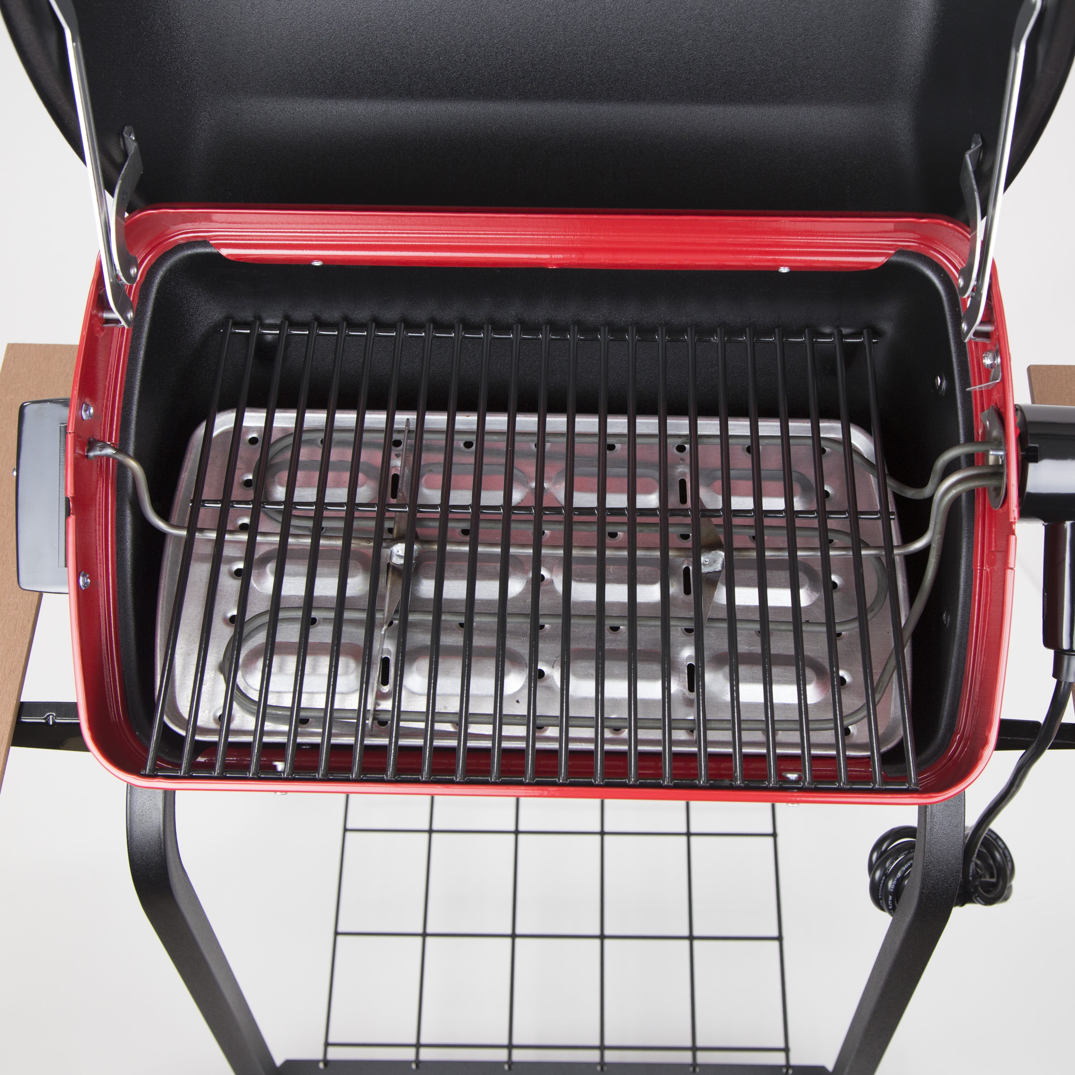 Portable Electric Cart Grill with Folding Tables - Red