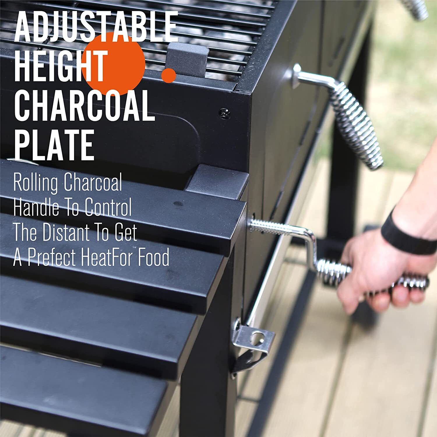 Oversize Heavy Duty Charcoal BBQ Grill with Trays