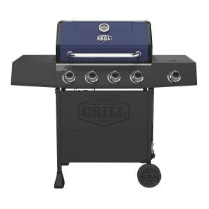 Blue Propane Gas Grill with 4 Burners and Side Burner