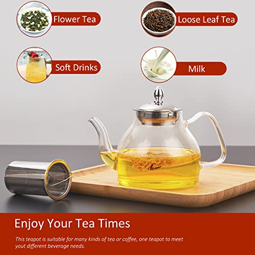 Glass Teapot Kettle with Removable Infuser, 1200mL