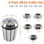 ER32 Collet Set - 6 Pack Precision Sizes