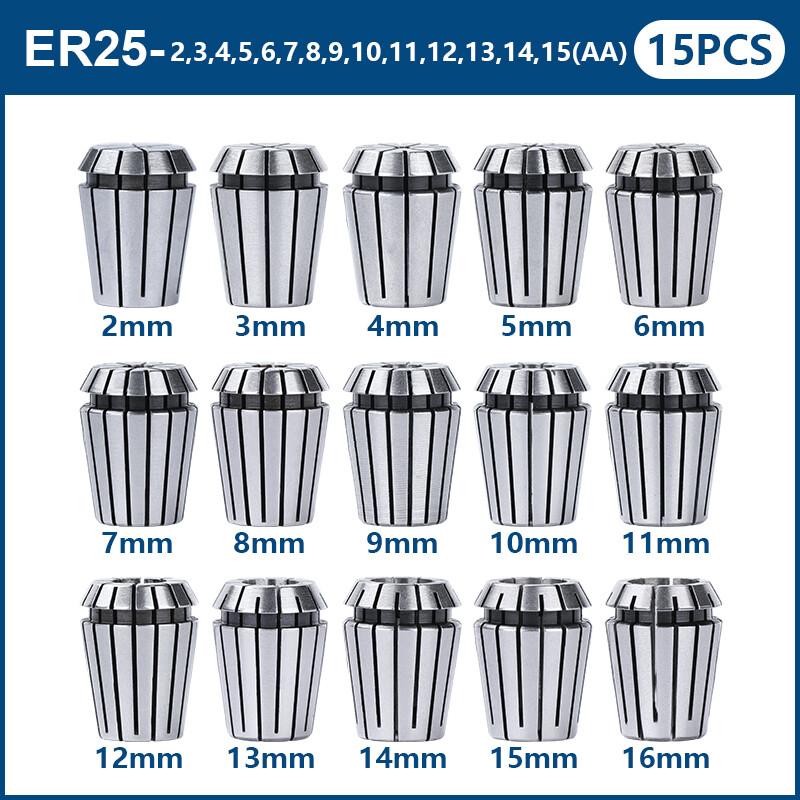 15-Piece ER25 Collet Set for CNC Machines