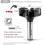 6-Wing Slab Flattening Router Bit, 2" Diameter