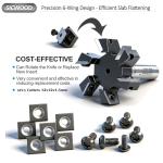 6-Wing Slab Flattening Router Bit, 2" Diameter