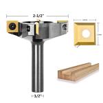 SpeTool CNC Spoilboard Surfacing Router Bit 1/2" Shank 2-1/2" Cutting Diameter,4 Wings Coated Carbide Insert Slab Flatting Router Planer Bit Wood Planing Bit Woodworking Tools