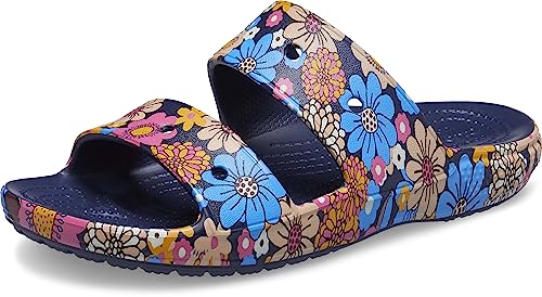 Navy Multi Graphic Plus-Size Boho Sandals