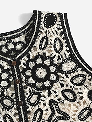 Boho Plus-Size Button Front Knit Sweater Vest