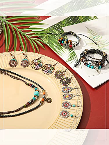 Bohemian Vintage Earrings Set with Multi-layer Bracelet & Necklace