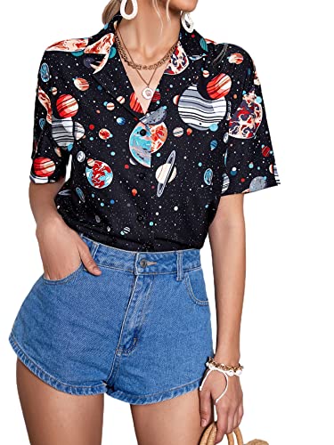 Vintage V Neck Retro Blouse Print