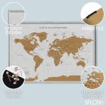 World Map Pin Board in Grey Frame