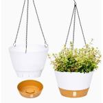 2 Pack White Hanging Planters with Hooks