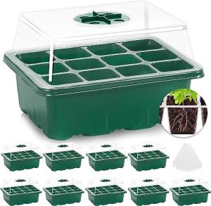 10-Pack Reusable Seed Trays with Lids for Gardening