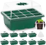 10-Pack Reusable Seed Trays with Lids for Gardening