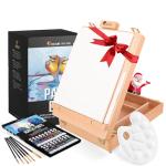 Portable Acrylic Paint Set with Easel and Canvas