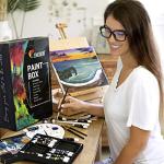 Portable Acrylic Paint Set with Easel and Canvas