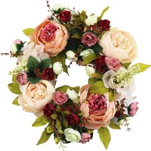 30CM Artificial Peony Flower Wreath for All Seasons