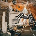 Giant Spider Web with Scary Spider Decorations