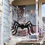 Giant Spider Web with Scary Spider Decorations